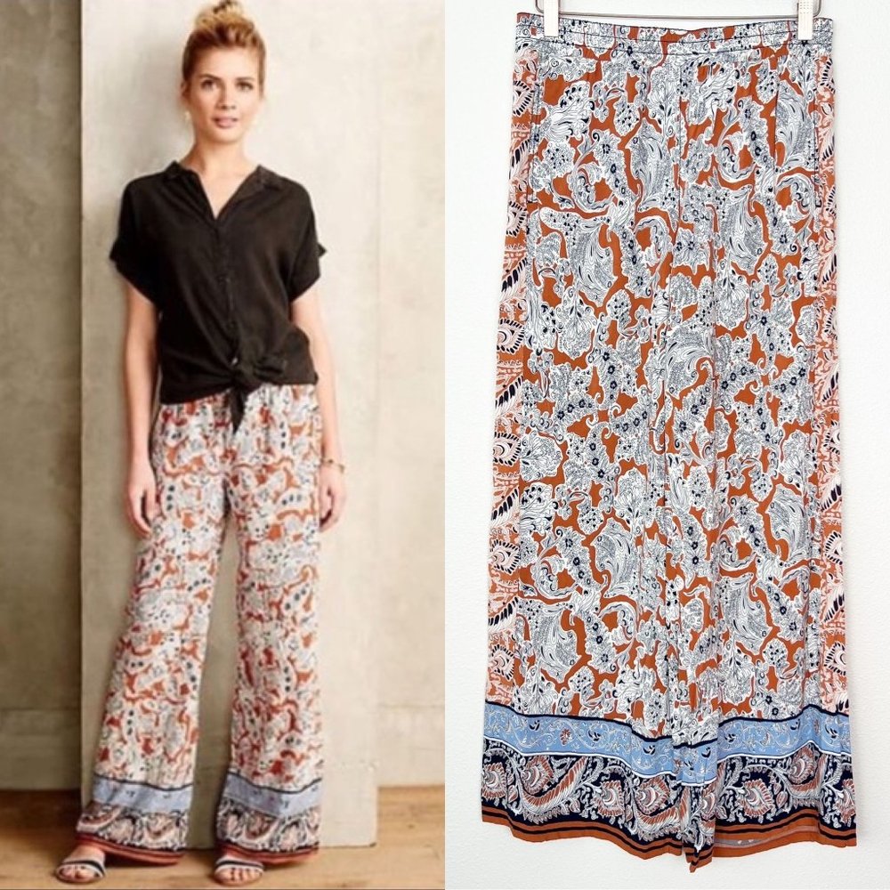 Anthropologie Hei Hei Lalasa Wide Leg Rayon Palazzo Pant Women Small Boho Beachy